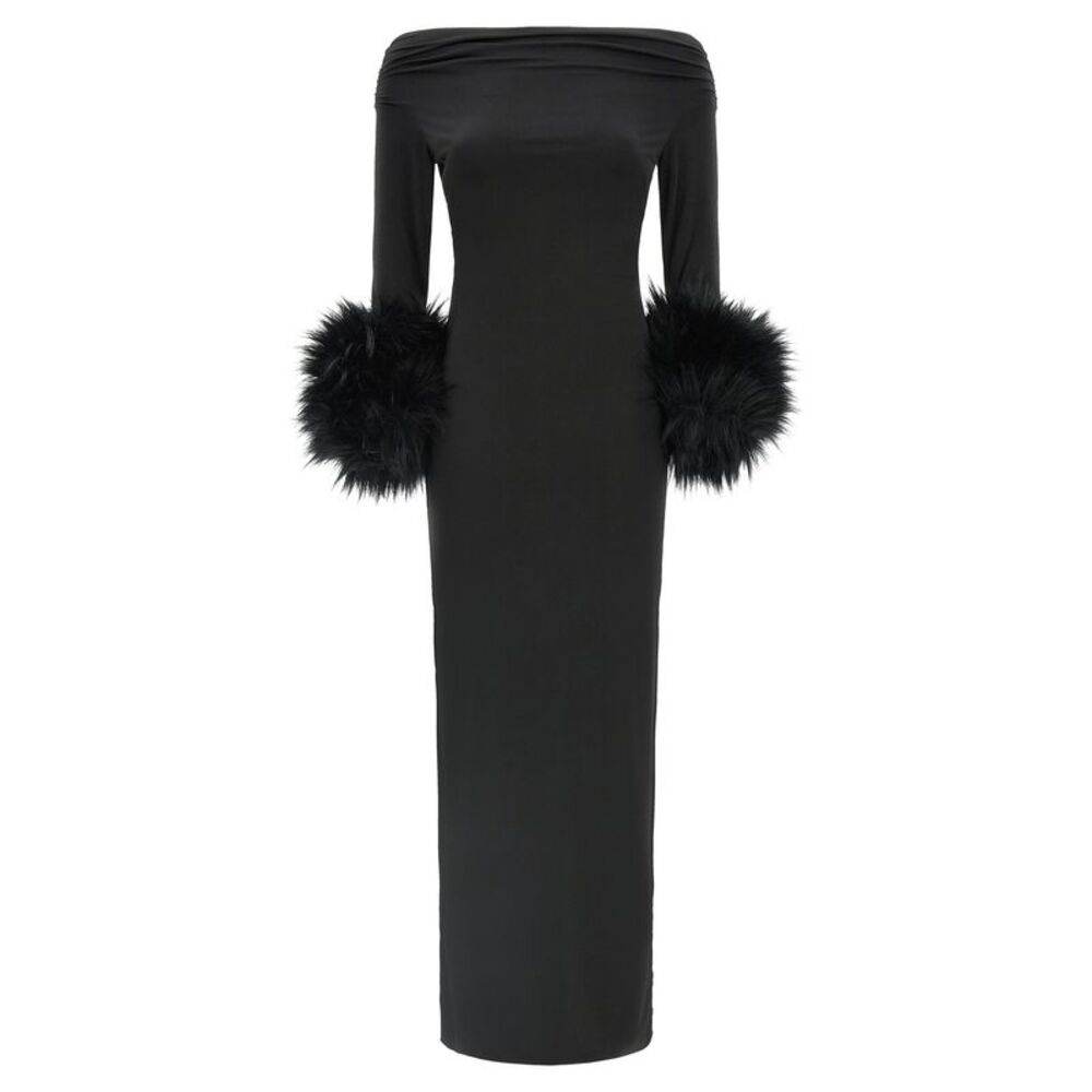 The Andamane Black Polyester Long Women's Dress